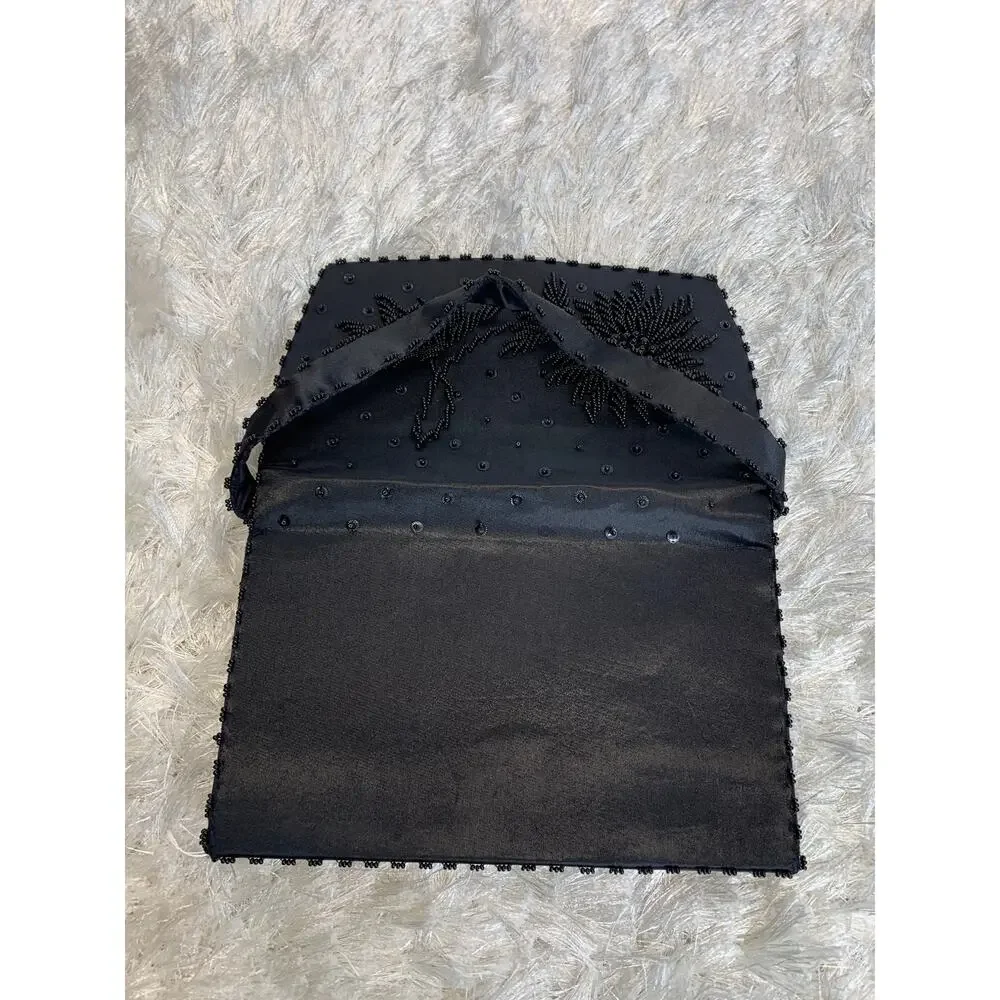 Black Formed Beaded formal evening Bag Removeable Strap